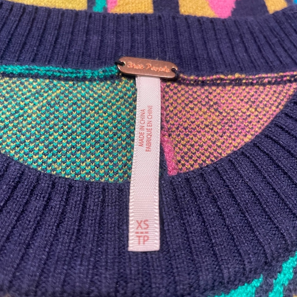 Free People 
Sleeveless Patterned Knit Dress in Pink, Green and Blue - Picture 4 of 4